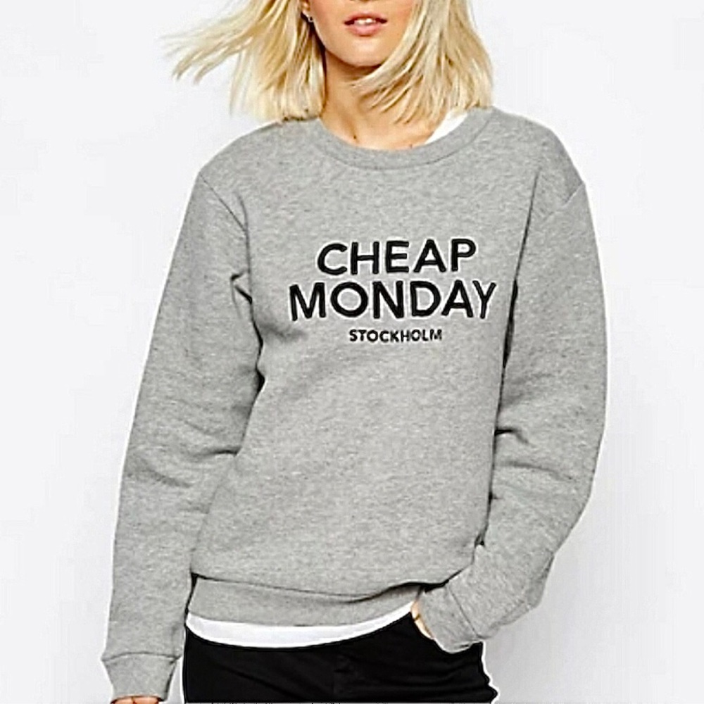 CHEAP MONDAY STOCKHOLM Gray Win Doodle Graphic Sweatshirt